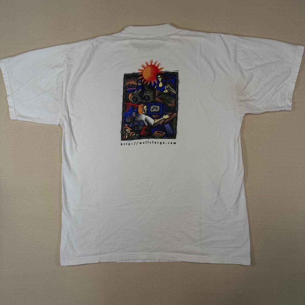 Vintage Wells Fargo Totally Wired T-Shirt Large 90s Tech Promo Single Stitch